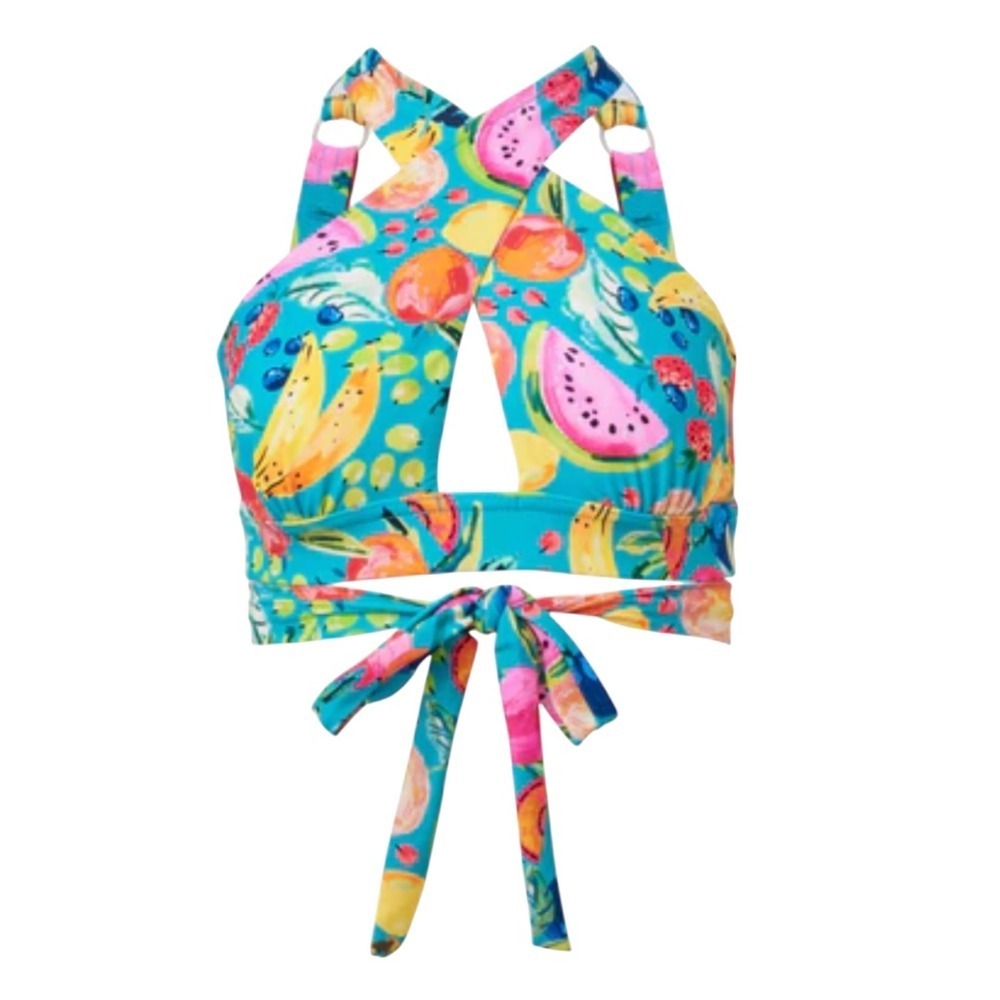 Venus Savage Wrap Tie Back Swimsuit Bikini Top Size M Tropical Fresh Fruit Beach